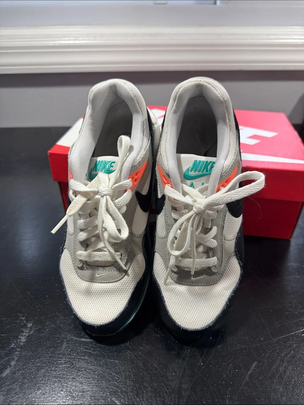 Nike Kids White, Black, Teal & Orange Air Max Style Sneakers